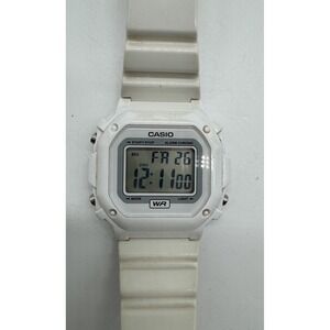 Casio F-108WHC Digital Watch White Resin Strap Square Alarm Chrono WR 3224